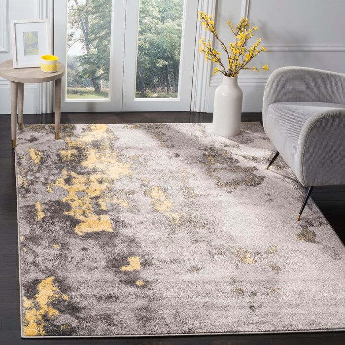Costa Mesa Power Loom Gray Yellow Rug-6'x9' thumbnail 2
