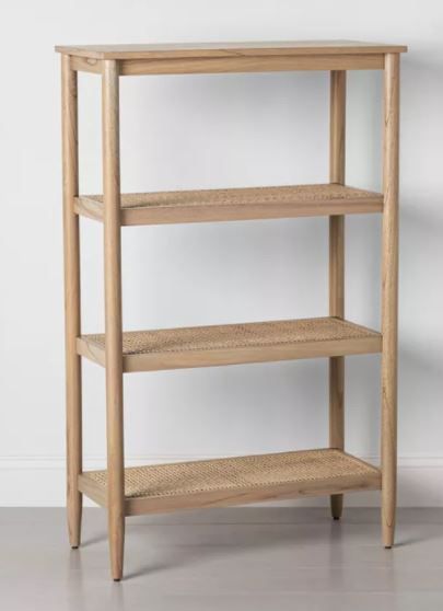 4 Shelf Wood Cane Bookcase thumbnail 2