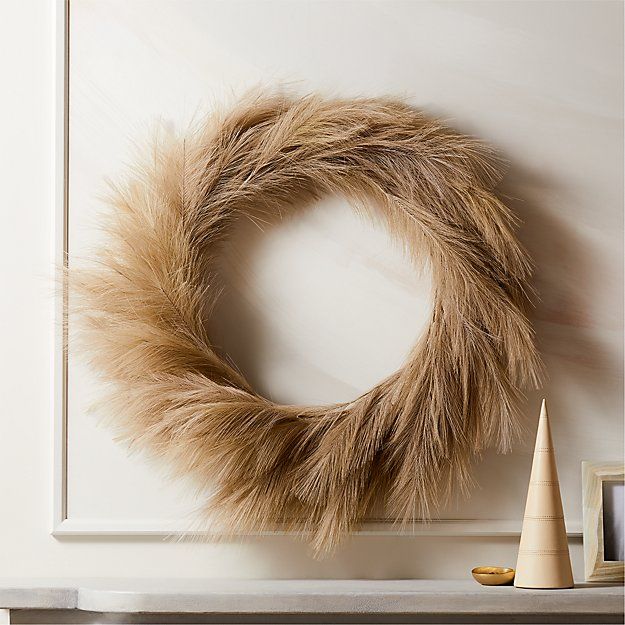 Faux Pampus Taupe Wreath  thumbnail 2