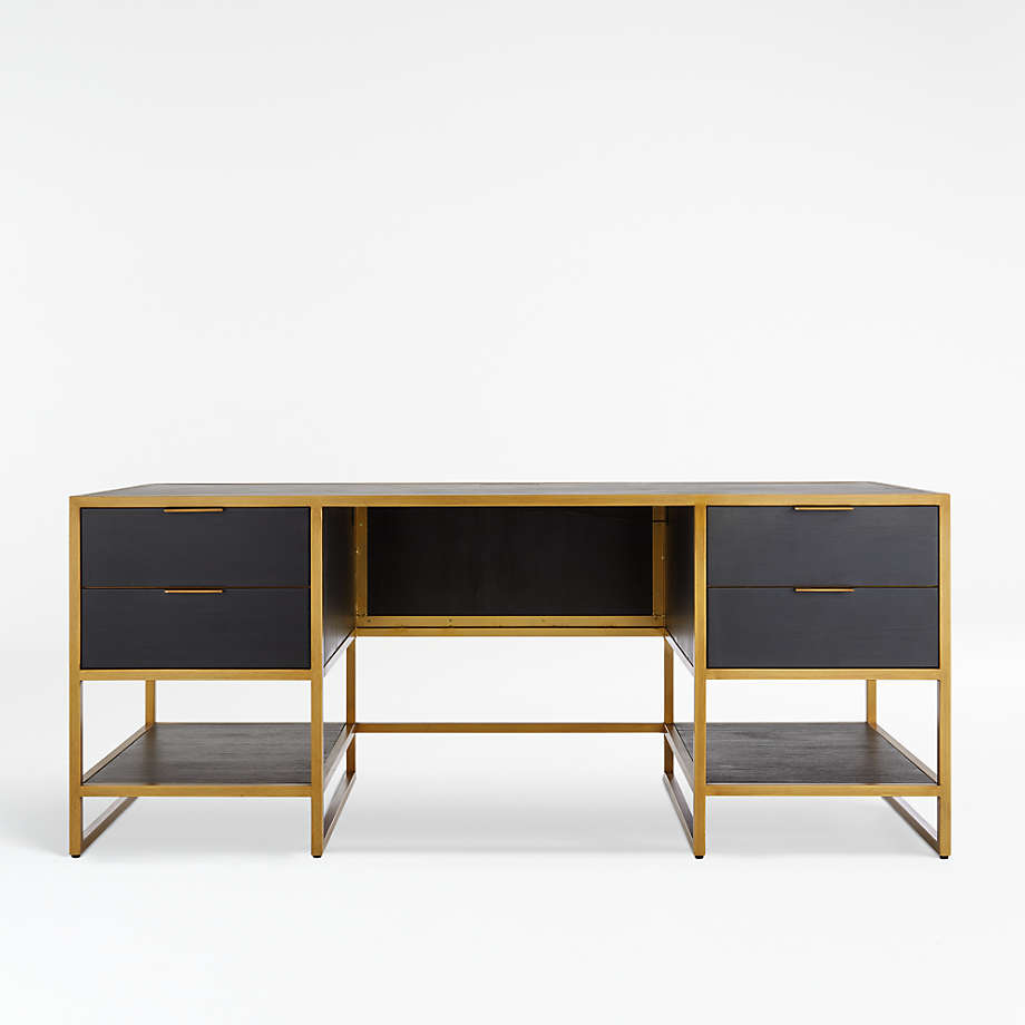 Customer Oxford Black Executive Desk with Power Outlet thumbnail 2