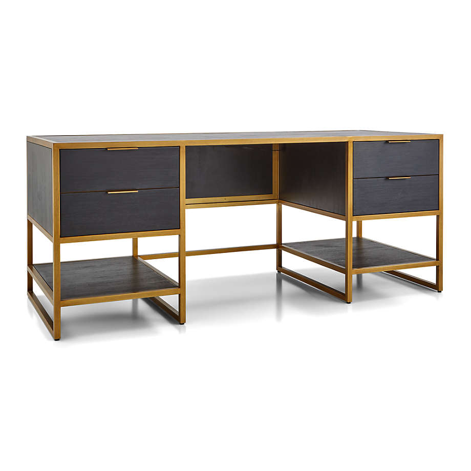 Customer Oxford Black Executive Desk with Power Outlet thumbnail 4