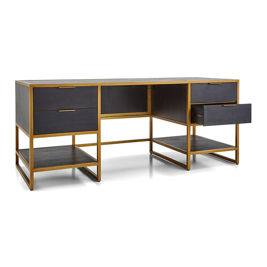 Customer Oxford Black Executive Desk with Power Outlet thumbnail 5