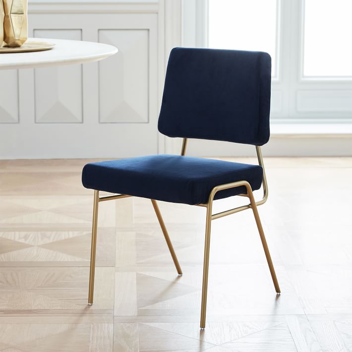Wire Frame Upholstered Dining Chair Performance Velvet thumbnail 3