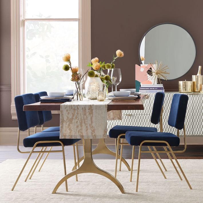 Wire Frame Upholstered Dining Chair Performance Velvet thumbnail 4