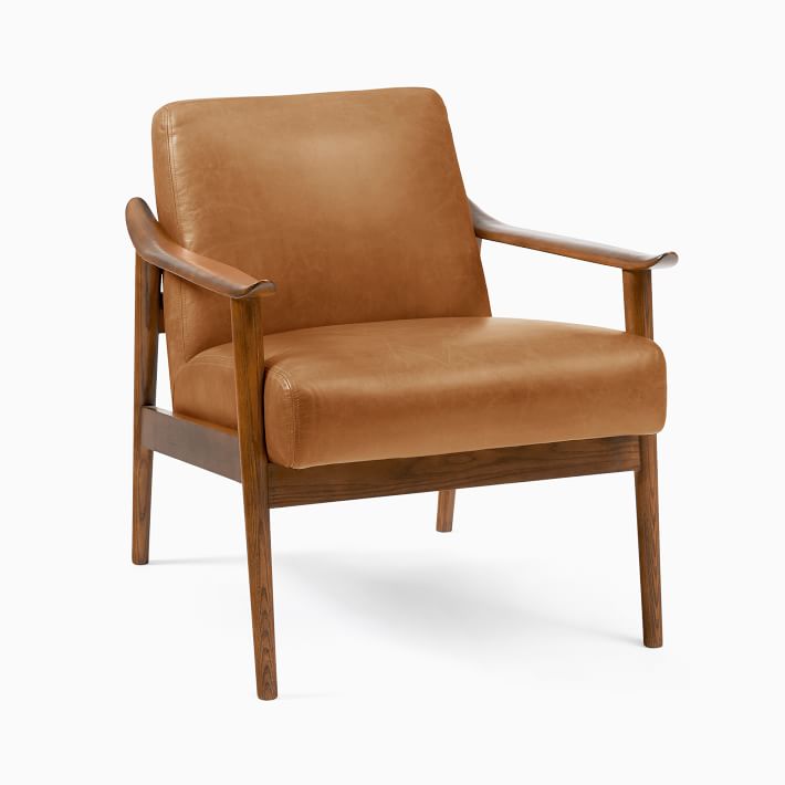 Mid Century Leather Show Wood Chair thumbnail 3