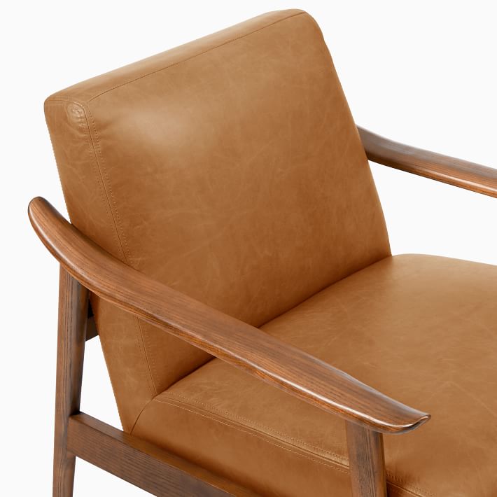 Mid Century Leather Show Wood Chair thumbnail 4