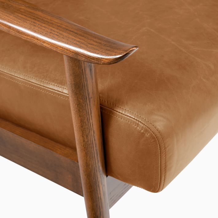 Mid Century Leather Show Wood Chair thumbnail 5
