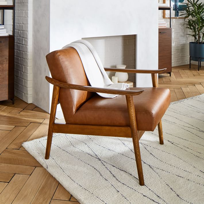 Mid Century Leather Show Wood Chair thumbnail 6