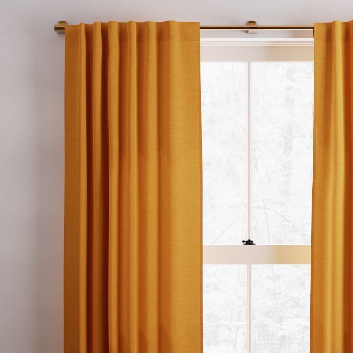 Solid European Flax Linen Curtain Dark Amber thumbnail 2