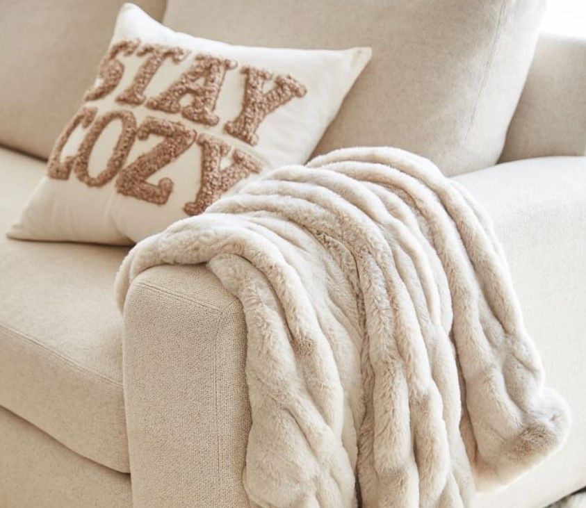 Stay Cozy Teddy Faux Fur Applique Pillow Cover thumbnail 3