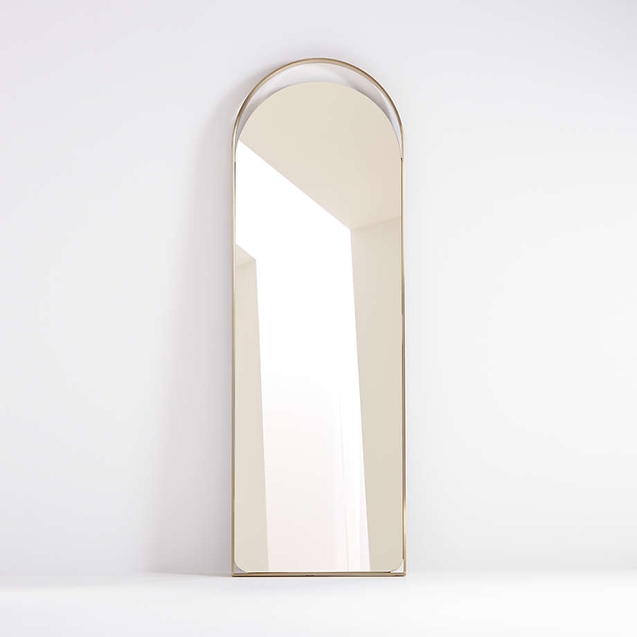 Aosta Brass Arch Cutout Floor Mirror thumbnail 2