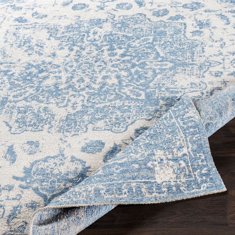 Tybalt Cotton Power Loom Blue and Ivory Rug-7'10"x10'3" thumbnail 3