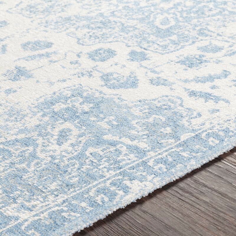 Tybalt Cotton Power Loom Blue and Ivory Rug-7'10"x10'3" thumbnail 4