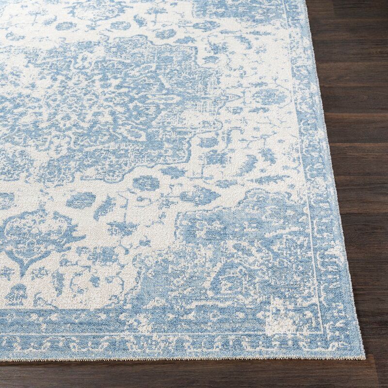 Tybalt Cotton Power Loom Blue and Ivory Rug-7'10"x10'3" thumbnail 5