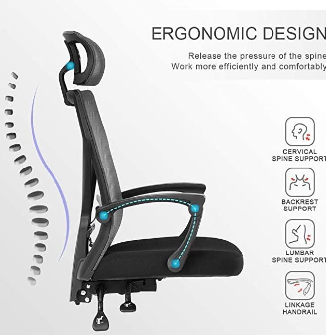 Dripex Desk Chair with Wheels and Arms Ergonomic Swivel Chair thumbnail 2