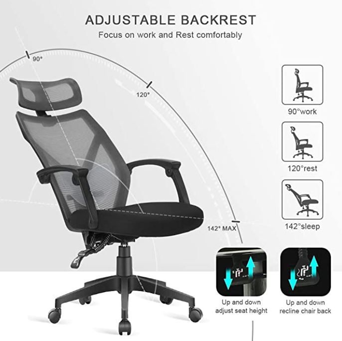 Dripex Desk Chair with Wheels and Arms Ergonomic Swivel Chair thumbnail 3