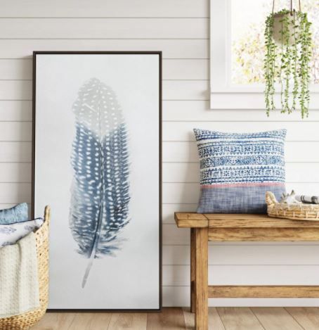 24 x47 Blue Feather Framed Printed Canvas Threshold thumbnail 2