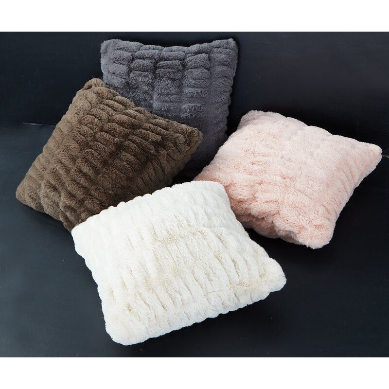 Lam Sculpted Faux Fur Throw Pillow With Insert-18"x18" thumbnail 2