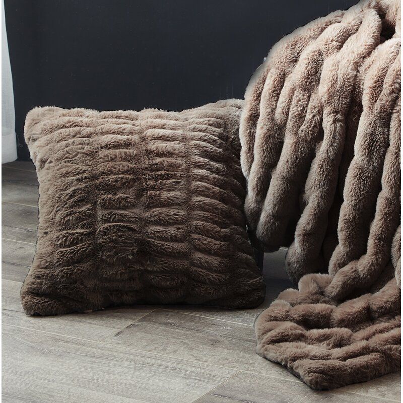 Lam Sculpted Faux Fur Throw Pillow With Insert-18"x18" thumbnail 3