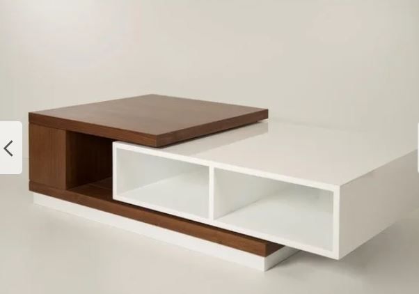 Zoom Contemporary White Lacquer and Walnut Veneer Coffee Table thumbnail 3