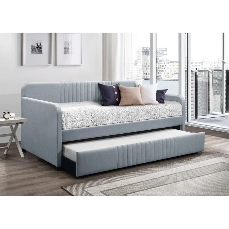 Aaru Upholstered Twin Daybed with Trundle thumbnail 3
