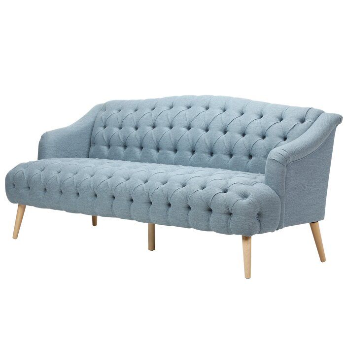 Starkey 73.25 Flared Arm Sofa - Light Blue, Natural Legs thumbnail 2