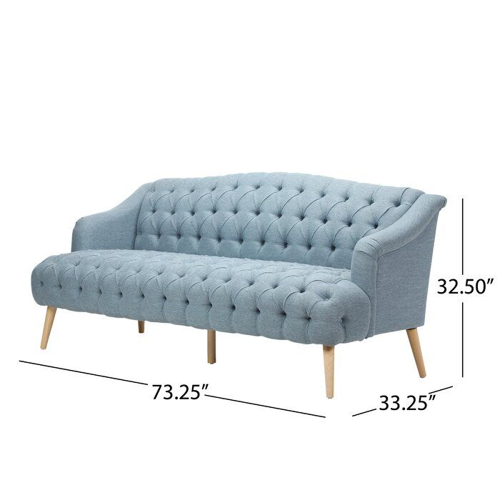 Starkey 73.25 Flared Arm Sofa - Light Blue, Natural Legs thumbnail 4