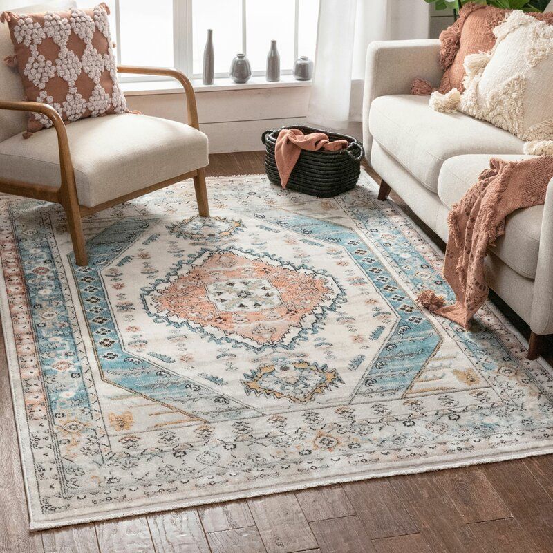 Indira Oriental Blue Ivory Area Rug-7'10'x9'10" thumbnail 2