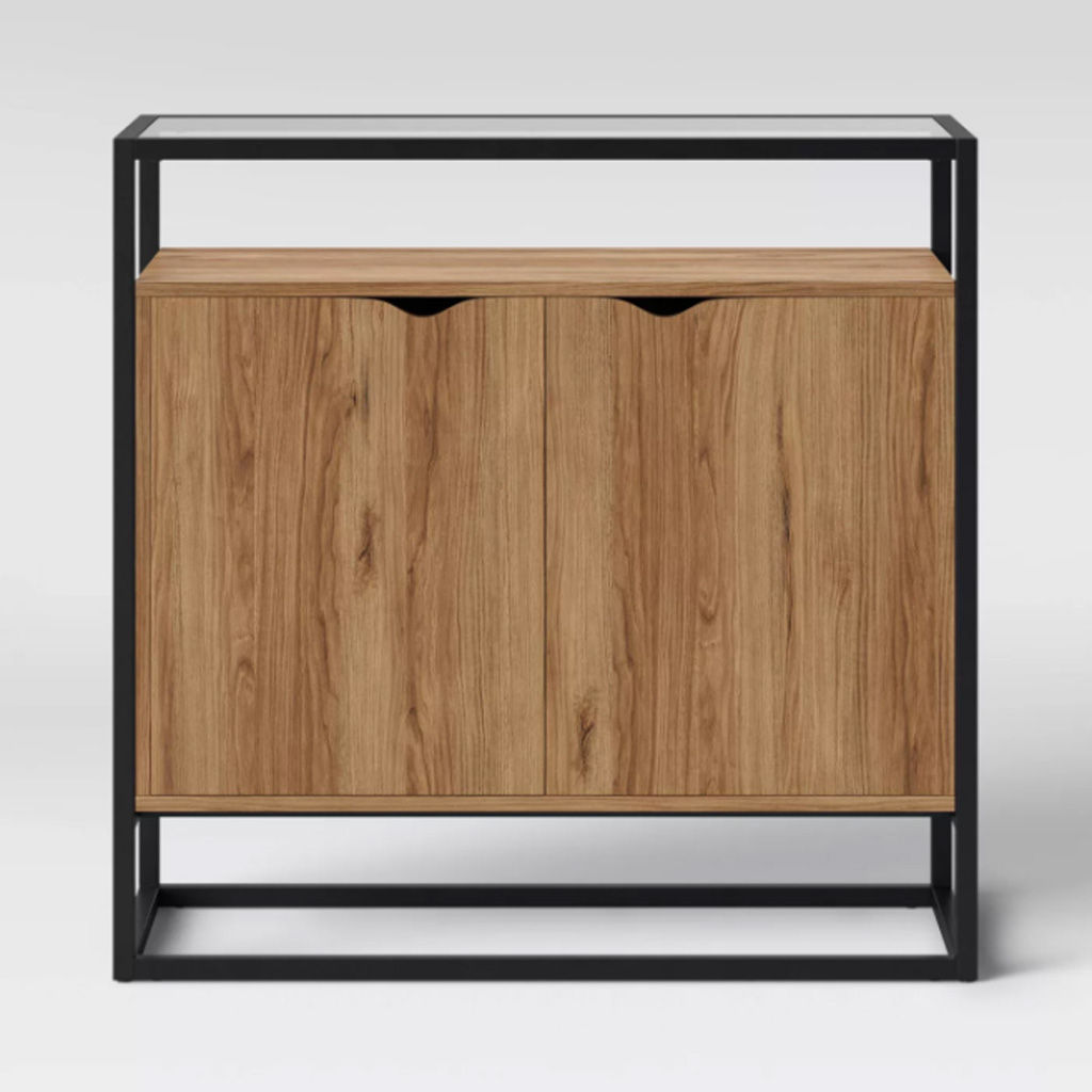 Ada Mixed Material 2 Door Cabinet with Glass thumbnail 2