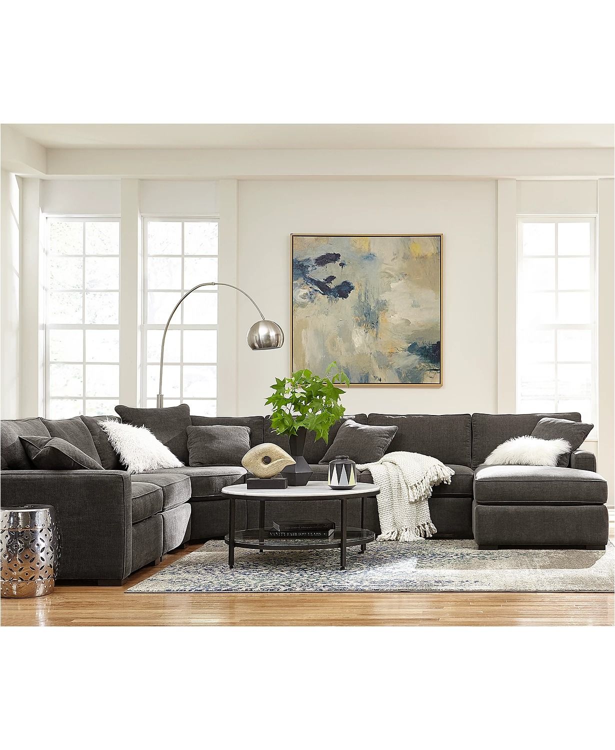 Radley 5 Piece Fabric Sectional Sofa with Apartment Sofa thumbnail 2