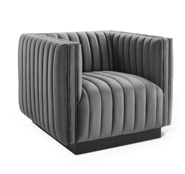 Conjure Channel Tufted Performance Velvet Accent Armchair thumbnail 3