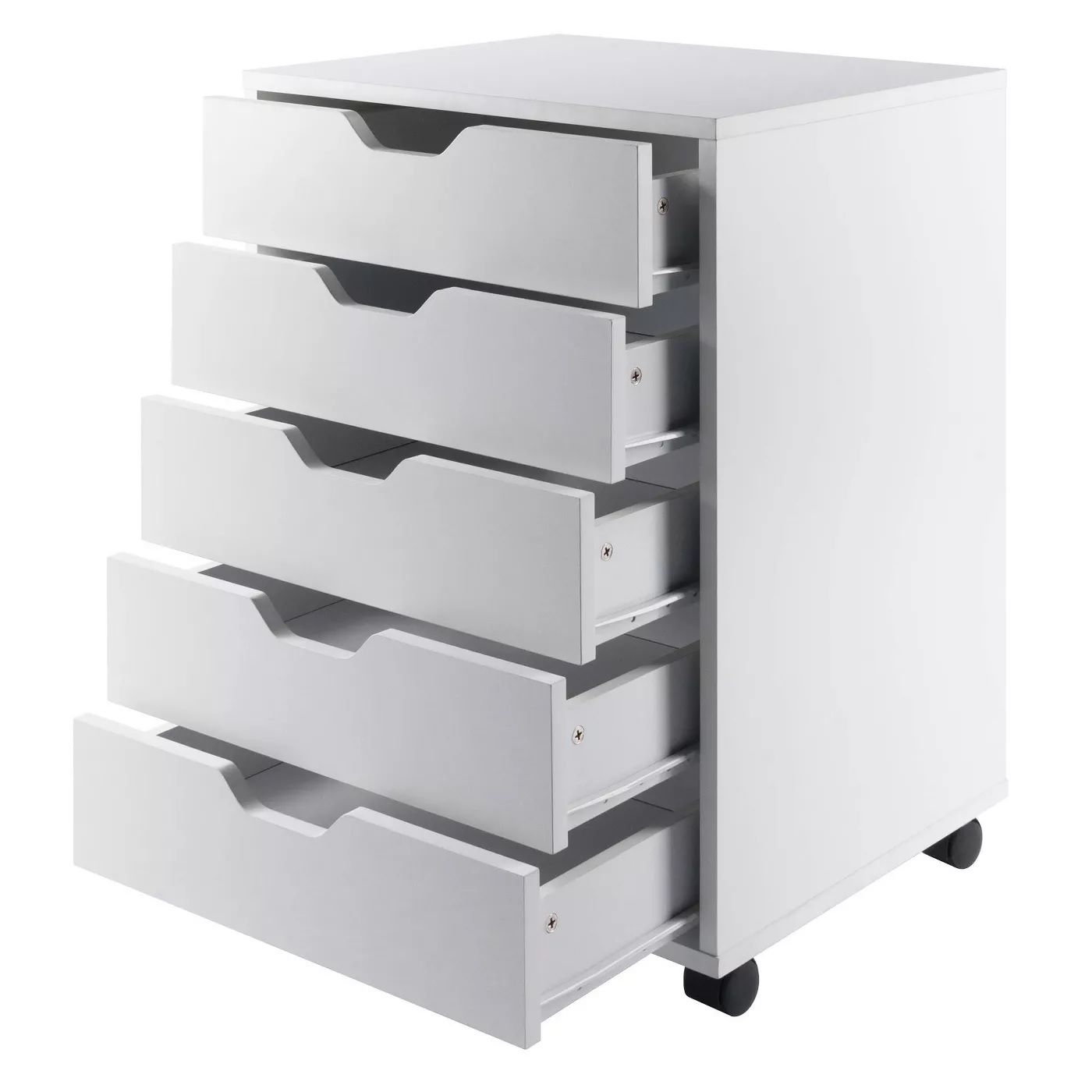 Halifax 5 Drawer Cabinet with Casters White thumbnail 2