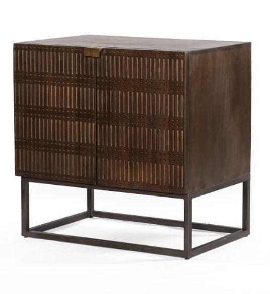 Carved Mango Wood Nightstand thumbnail 3