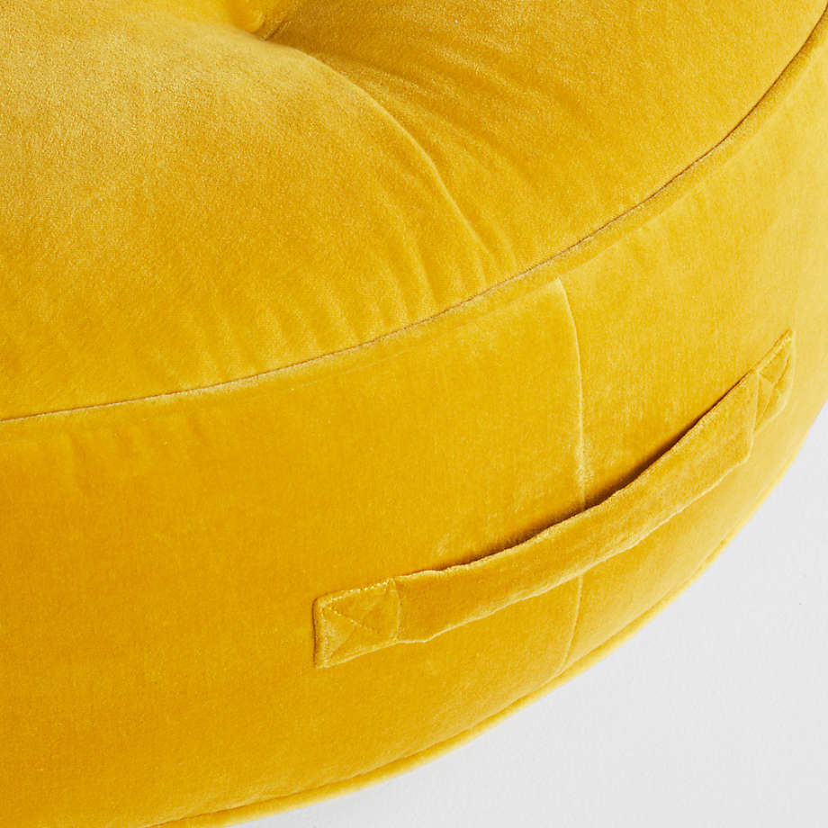 Yellow Velvet Flat Pouf thumbnail 2