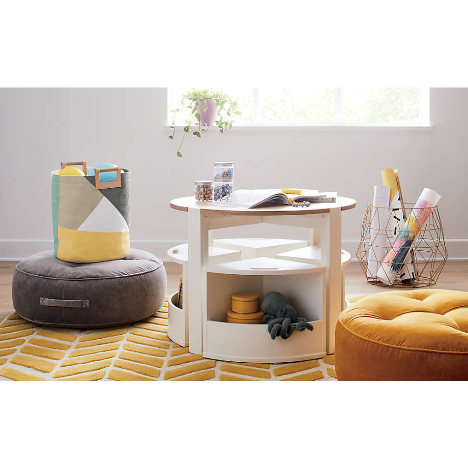 Yellow Velvet Flat Pouf thumbnail 5