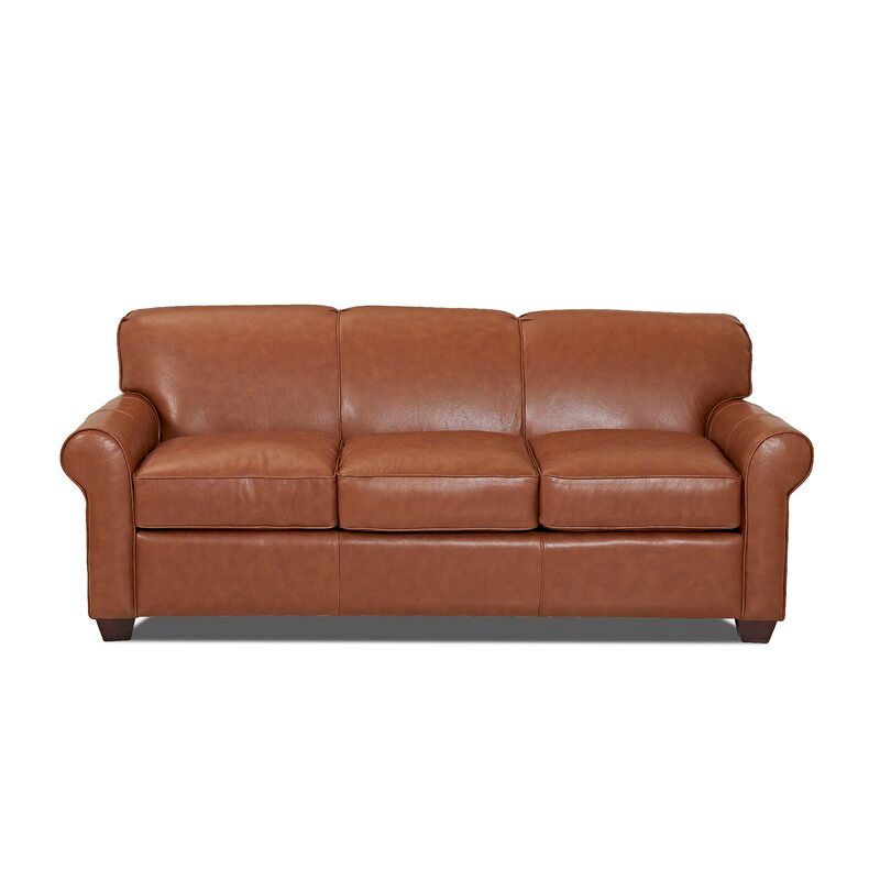 Jennifer Genuine Leather Rolled Arm Sofa Bed thumbnail 2