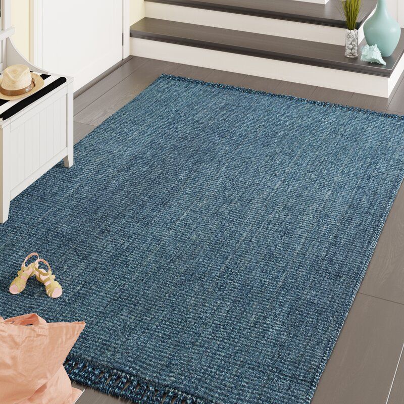 Caspian Handmade Flatweave Jute Sisal Blue Area Rug-8'6"x11'6" thumbnail 2
