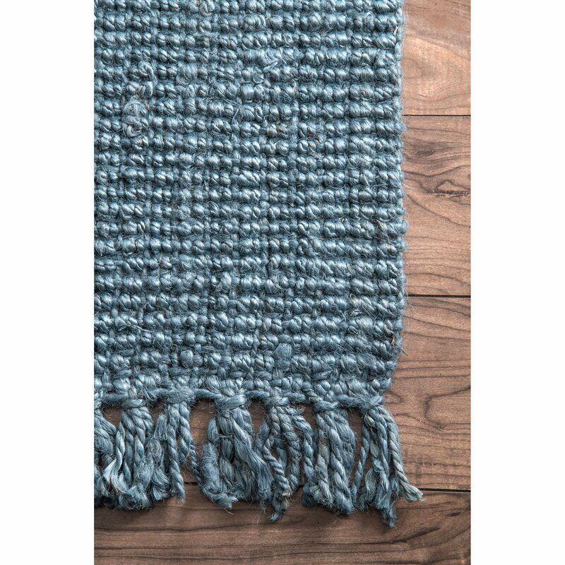 Caspian Handmade Flatweave Jute Sisal Blue Area Rug-8'6"x11'6" thumbnail 3