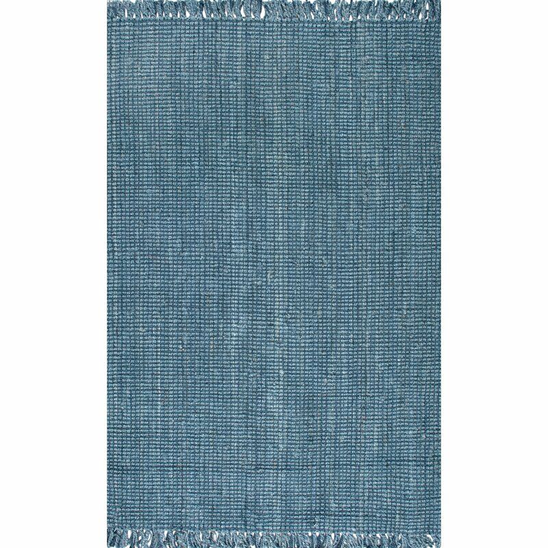 Caspian Handmade Flatweave Jute Sisal Blue Area Rug-8'6"x11'6" thumbnail 6