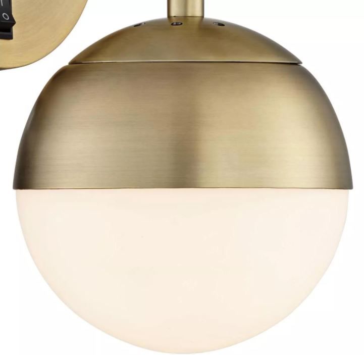 Antique Brass Frosted Glass Globe Sconce thumbnail 4