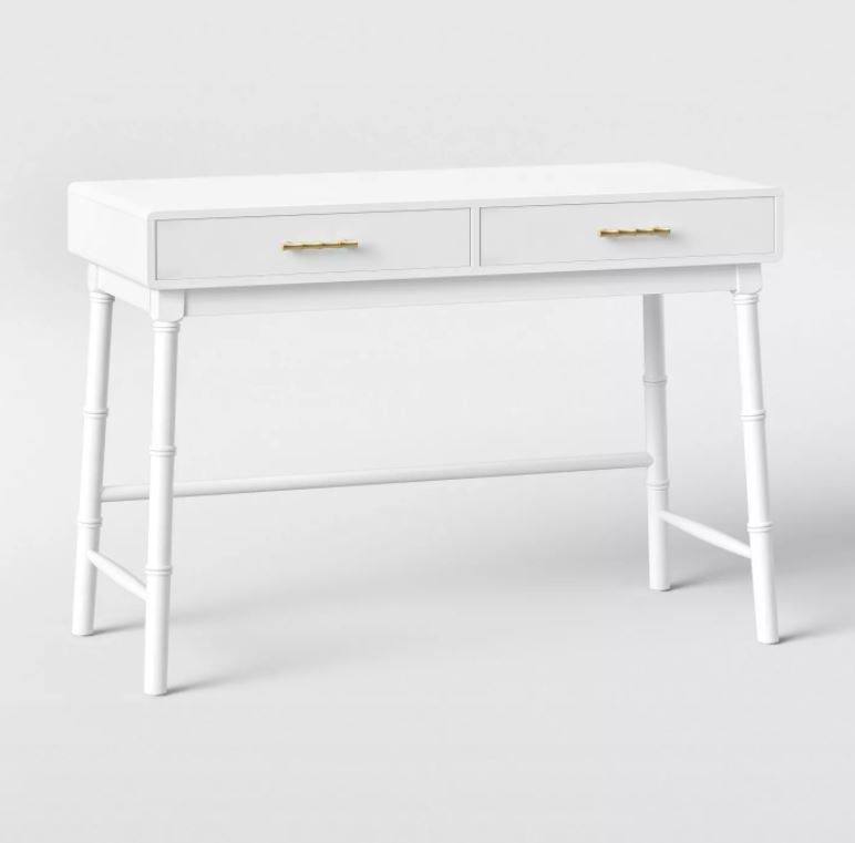 Oslari Wood Writing Desk with Drawers White thumbnail 3