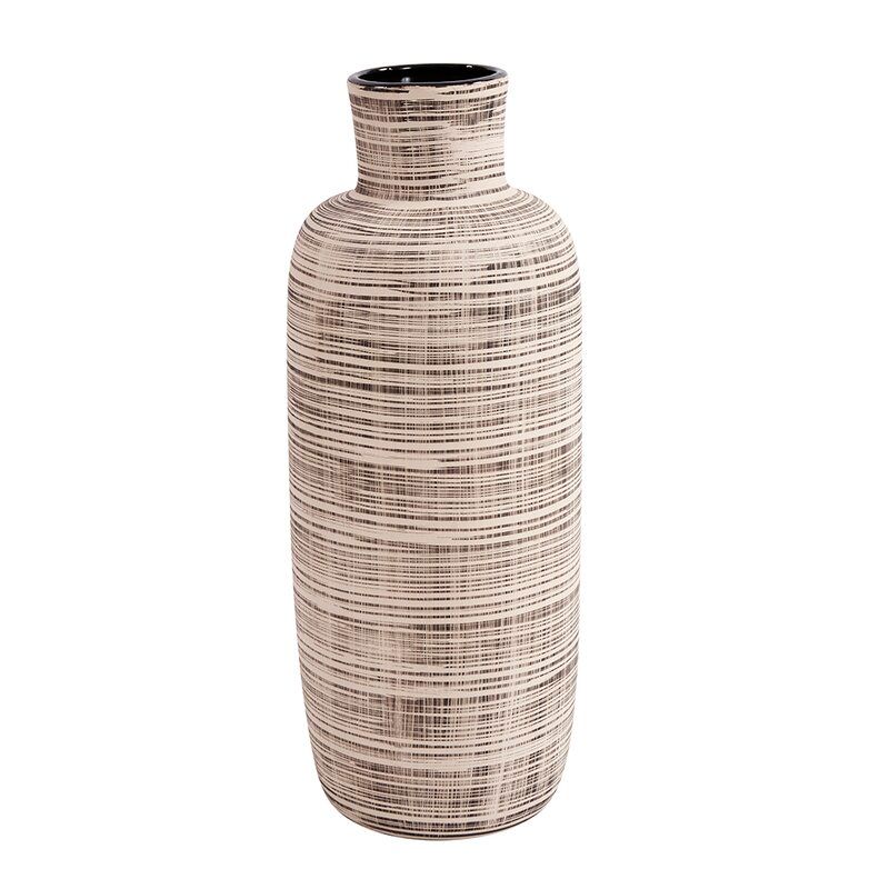Vannorman Neutral Striped Ceramic Floor Vase thumbnail 4