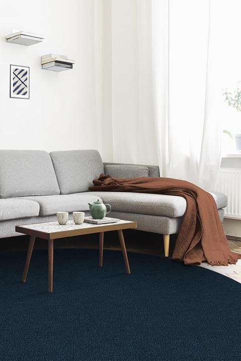 Heathered Solid Navy Rug-6'x6' thumbnail 2