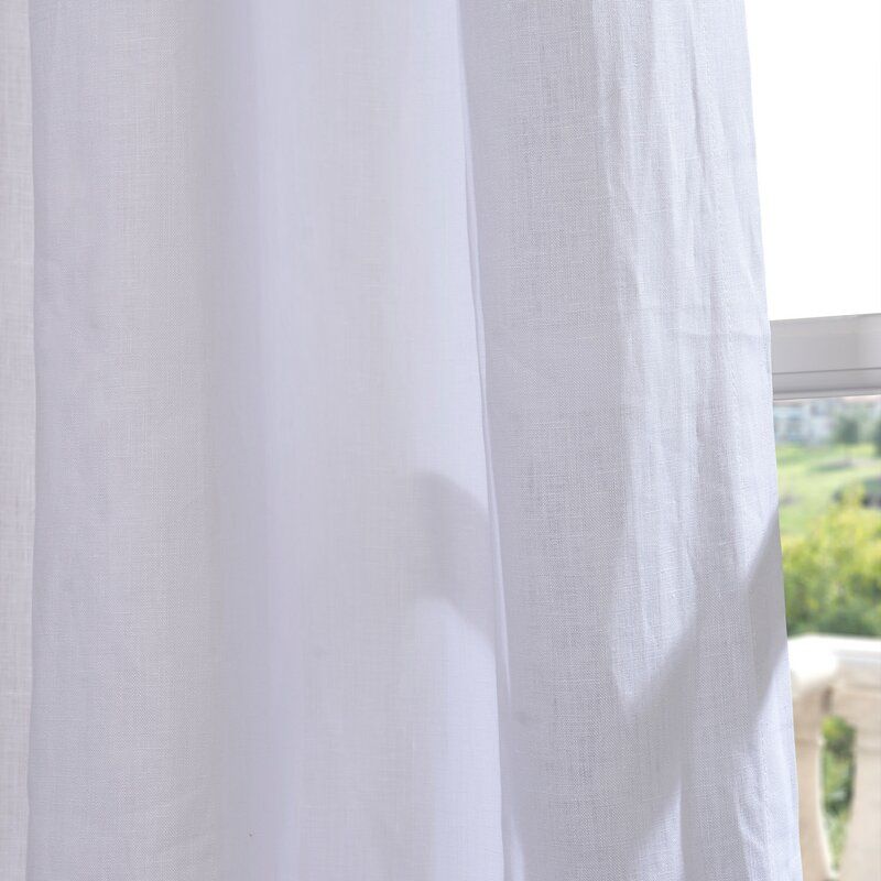 Pyrogi Linen Sheer Rod Pocket Single Curtain Panel thumbnail 3