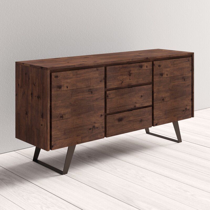 Midway 3 Drawer Acacia Wood Buffet Table thumbnail 4