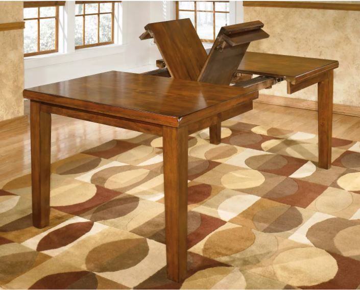 Ralene Rectangular Dining Room Butterfly Extendable Table Wood Medium Brown thumbnail 4