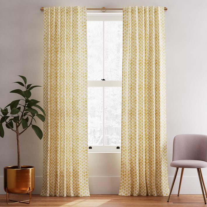 Cotton Canvas Stamped Dot Curtains Set of 2 Dark Horseradish thumbnail 5