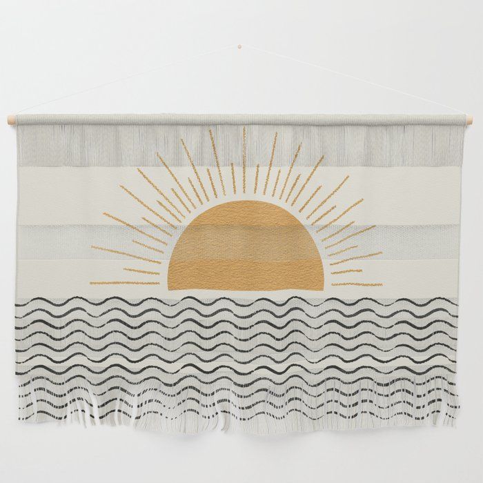 Sunrise Ocean Mid Century Modern Style Wall Hanging thumbnail 3