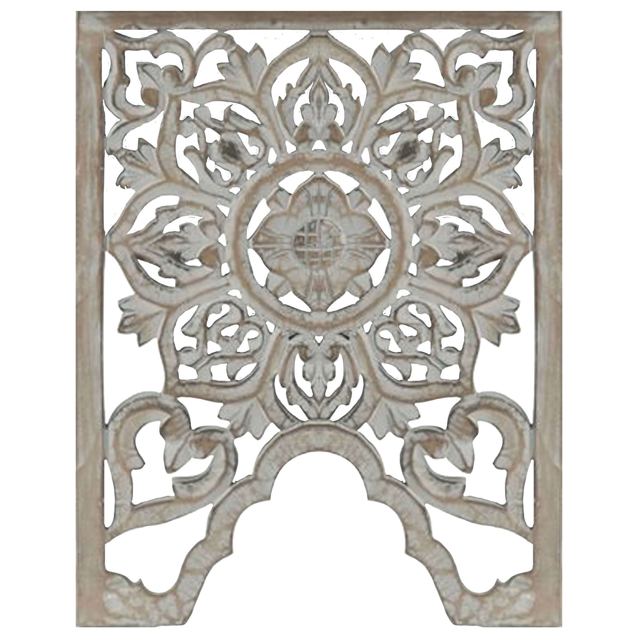 Coraline Gray-Washed Decorative Carved Wood Coffee Table thumbnail 4