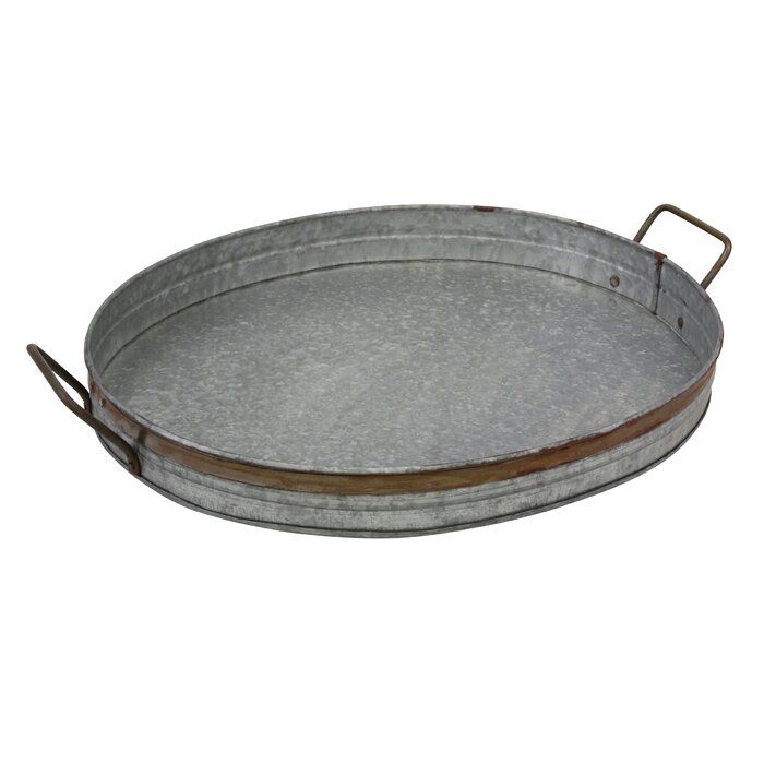 Aged Galvanized Metal Serving Tray thumbnail 2